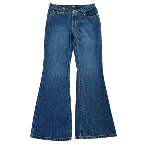 Bongo Women's Jeans Size 7 Blue Denim Low Rider Flare Leg Y2K Vintage 30x30 - Picture 1 of 7